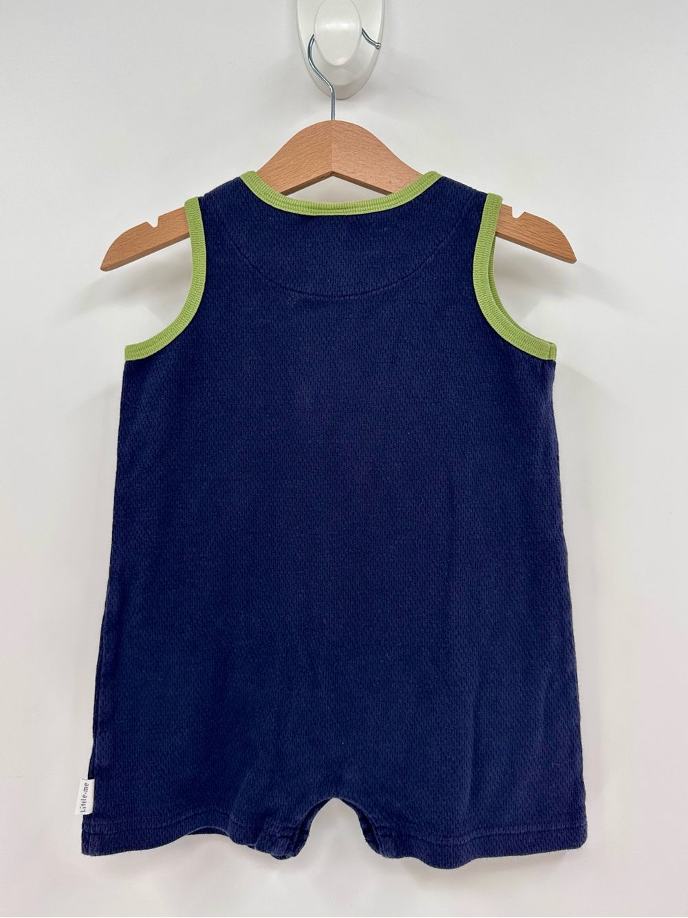 Little Me Navy Blue Pique Dinosaur Appliqué Romper Size 19 Months - Picture 4 of 8